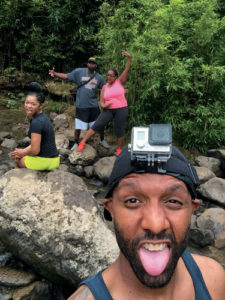 Crazy faces shot at a Hana waterfall in Maui