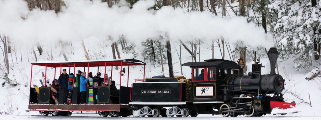 Skier transport train at Loon Mountain, Lincoln, NH.