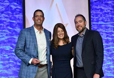 Nick Doran, Kimberly Tramontana and Rick Tramontana celebrate winning the ACE Innovator Award at the ARDA Award Ceremony held in Orlando, Florida in June. 