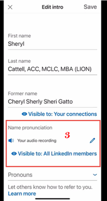 Pronunciation to Your Linkedin Profile - 3. Scroll down to the name pronunciation section and then click the pencil to add or edit