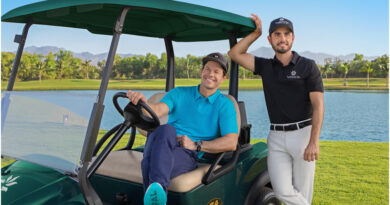 Hollywood actor Mark Wahlberg and professional golfer Abraham Ancer