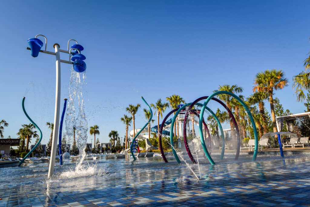 After a hot streak at the Durant Choctaw Resort, guest can cool off with water features by WaterPlay Solutions  Photo credit: Allison Landscape & Pool Company and Aquatic Design Group