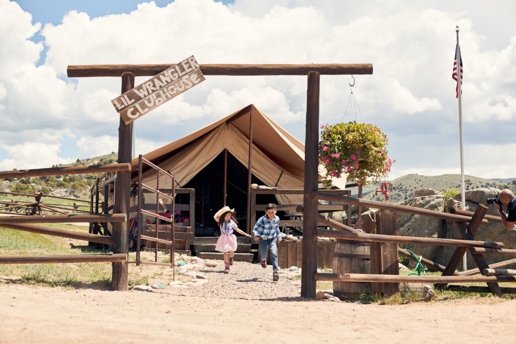 The Lil’ Wranglers program at Brush Creek Ranch in Wyoming goes beyond western theme to a truly hands-on well-rounded rodeo amenities that are both safe and thrilling for young guests and families.