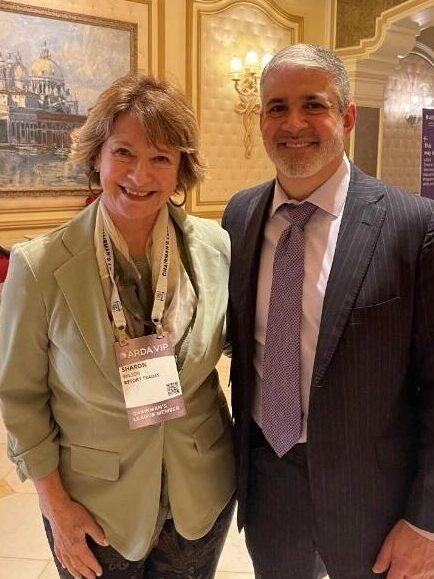 Resort Trades Publisher Sharon Scott Wilson, RRP, and President & CEO of ARDA, Jason Gamel at the 2026 ARDA Spring Conference in the Bellagio.