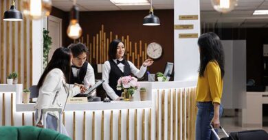 receptionist provides guest help
